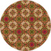 Square Patterned Caramel Brown Rug, pat2917org