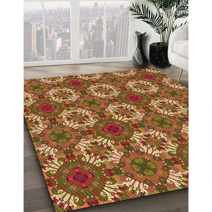 Machine Washable Transitional Caramel Brown Rug in a Family Room, wshpat2917org