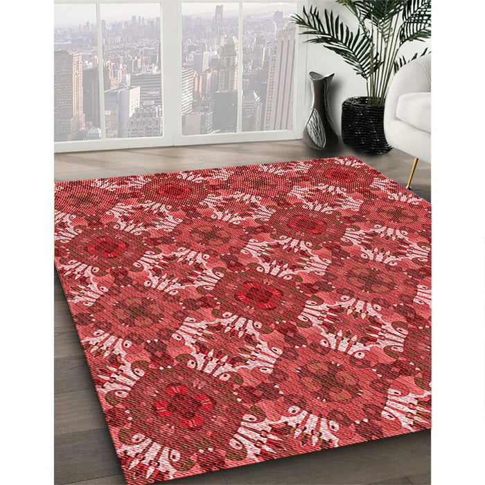Machine Washable Transitional Red Rug in a Family Room, wshpat2917rd