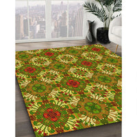 Patterned Pistachio Green Rug, pat2917yw