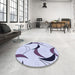 Round Patterned Lavender Blue Rug in a Office, pat2918blu