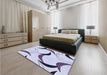 Patterned Lavender Blue Rug in a Bedroom, pat2918blu