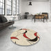 Round Patterned Wheat Beige Rug in a Office, pat2918brn