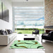 Square Patterned Green Rug in a Living Room, pat2918grn