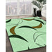 Patterned Green Rug in Family Room, pat2918grn