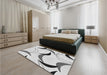 Patterned Gray Rug in a Bedroom, pat2918gry