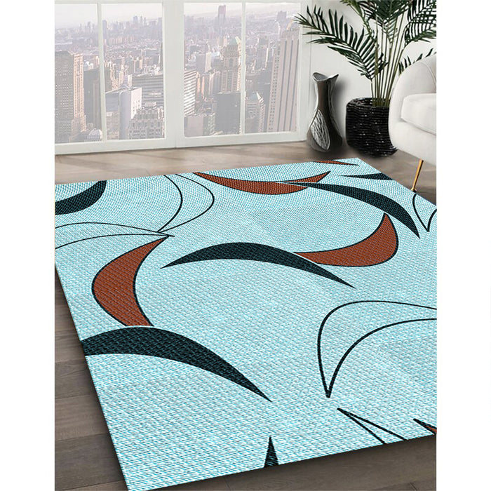 Machine Washable Transitional Cadet Blue Green Rug in a Family Room, wshpat2918lblu