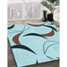 Patterned Cadet Blue Green Rug in Family Room, pat2918lblu