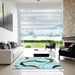 Square Patterned Cadet Blue Green Rug in a Living Room, pat2918lblu