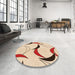 Round Patterned Navajo White Gold Rug in a Office, pat2918org