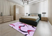 Patterned Orchid Purple Rug in a Bedroom, pat2918pur