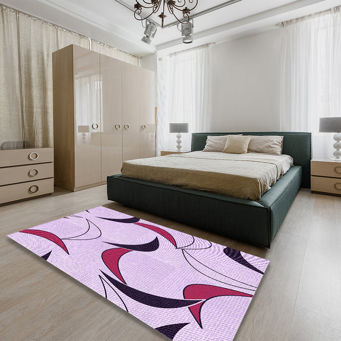 Patterned Orchid Purple Rug in a Bedroom, pat2918pur