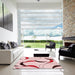 Square Patterned Red Rug in a Living Room, pat2918rd