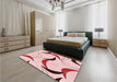 Patterned Red Rug in a Bedroom, pat2918rd