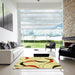 Square Patterned Sun Yellow Rug in a Living Room, pat2918yw