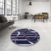 Round Patterned Periwinkle Purple Rug in a Office, pat2919blu