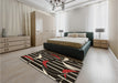 Patterned Black Brown Rug in a Bedroom, pat2919brn