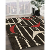 Patterned Black Brown Rug, pat2919brn