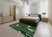 Patterned Green Rug in a Bedroom, pat2919grn