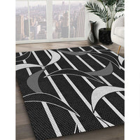 Patterned Black Rug, pat2919gry