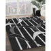Patterned Black Rug in Family Room, pat2919gry