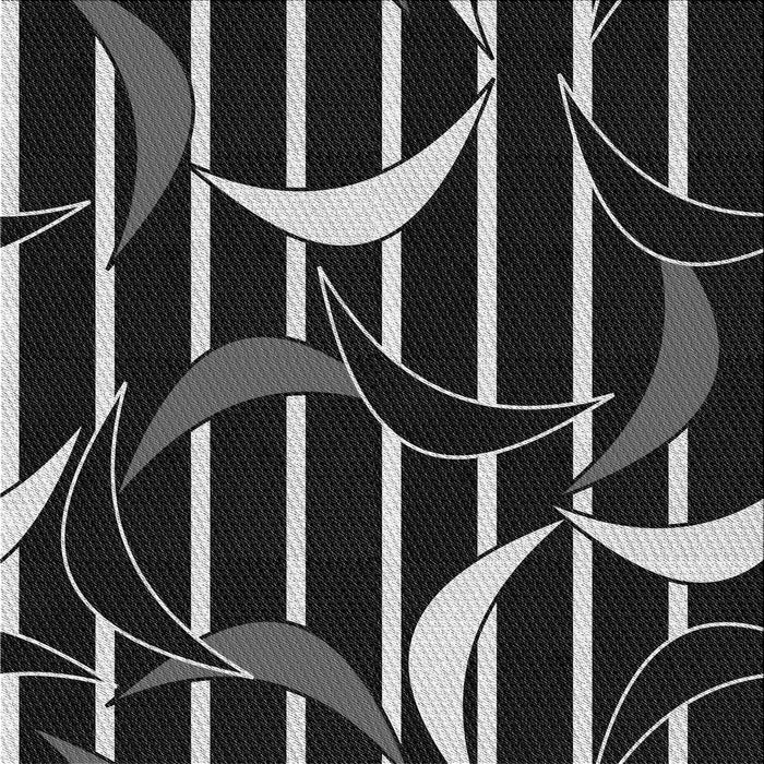 Round Patterned Black Rug, pat2919gry