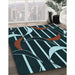 Patterned Deep-Sea Green Rug in Family Room, pat2919lblu