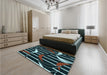 Patterned Deep-Sea Green Rug in a Bedroom, pat2919lblu