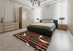 Patterned Black Brown Rug in a Bedroom, pat2919org