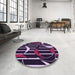 Round Patterned Lavender Purple Rug in a Office, pat2919pur