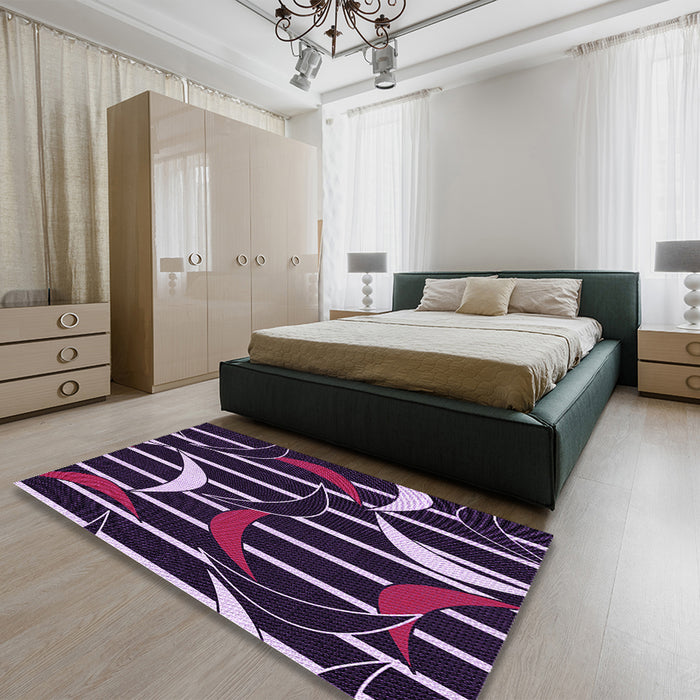 Patterned Lavender Purple Rug in a Bedroom, pat2919pur