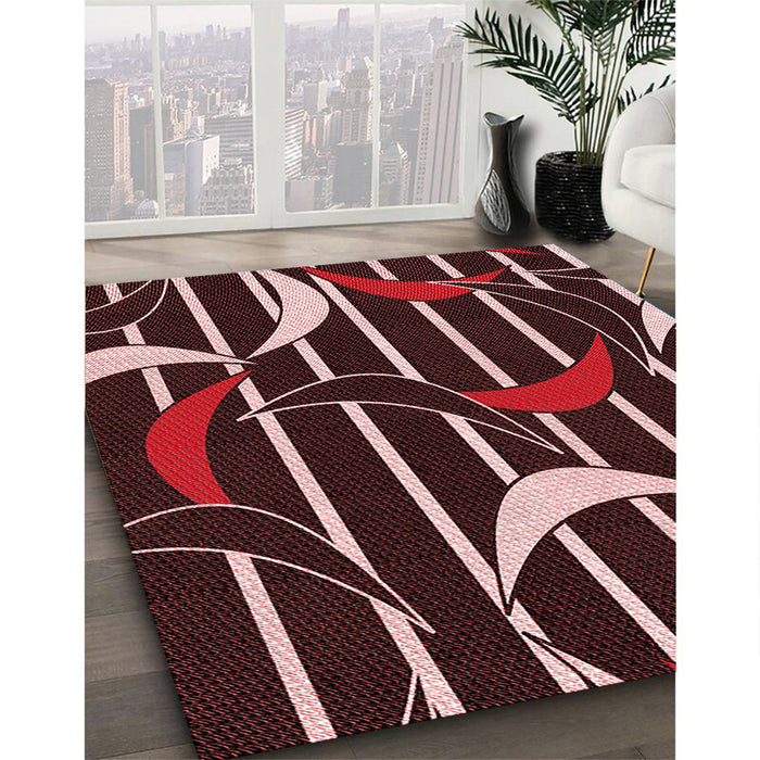 Patterned Red Rug in Family Room, pat2919rd