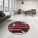 Round Patterned Red Rug in a Office, pat2919rd