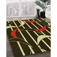 Patterned Black Brown Rug, pat2919yw