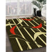 Patterned Black Brown Rug in Family Room, pat2919yw