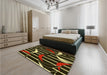 Patterned Black Brown Rug in a Bedroom, pat2919yw