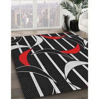 Patterned Black Brown Novelty Rug, pat2919