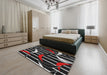 Patterned Black Brown Novelty Rug in a Bedroom, pat2919