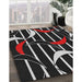 Patterned Black Brown Novelty Rug in Family Room, pat2919