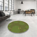 Round Patterned Antique Bronze Green Rug in a Office, pat2920brn