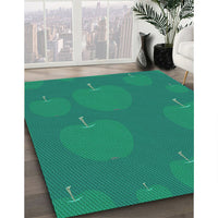 Patterned Medium Spring Green Rug, pat2920lblu