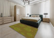 Patterned Dark Bronze Brown Rug in a Bedroom, pat2920org