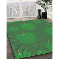 Patterned Deep Emerald Green Novelty Rug, pat2920