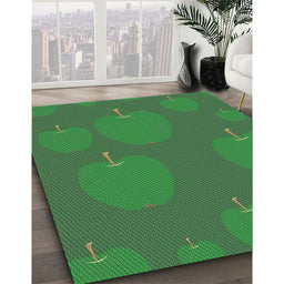 Patterned Deep Emerald Green Novelty Rug in Family Room, pat2920