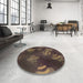 Round Patterned Burgundy Brown Rug in a Office, pat2921brn