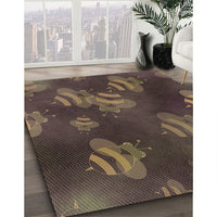 Patterned Burgundy Brown Rug, pat2921brn