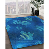 Patterned Blueberry Blue Rug, pat2921lblu