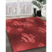 Patterned Tomato Red Rug in Family Room, pat2921rd