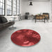 Round Patterned Tomato Red Rug in a Office, pat2921rd