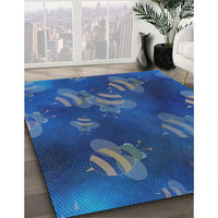 Patterned Blue Novelty Rug, pat2921